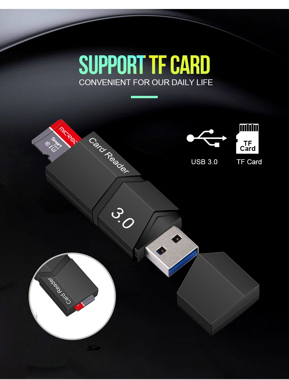 High speed USB 3.0 micro sd card reader micro sd mini TF card reader quality top usb3.0 Memory card card reader
